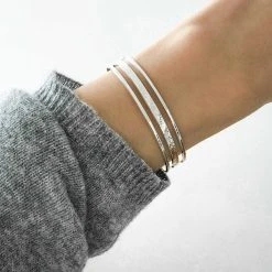 Jonc 3 Rangs Lisses Et Martelés -Atelier de Famille Soldes jonc 3 rangs argent porte 1200 ag 2939