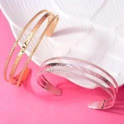 Jonc 3 Rangs Perlés Et Martelés -Atelier de Famille Soldes jonc 3 rangs perle