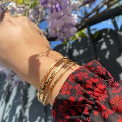 Jonc 3 Rangs Perlés Et Martelés -Atelier de Famille Soldes jonc 3rangs perle martel