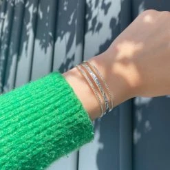 Jonc 3 Rangs Perlés Et Martelés -Atelier de Famille Soldes jonc 3rangs perle martel ag