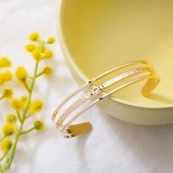 Jonc 3 Rangs Lisses Et Martelés -Atelier de Famille Soldes jonc 3rangs po