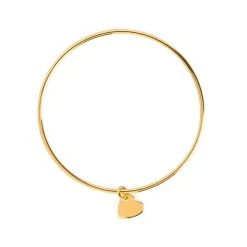 Jonc Rond Plaqué Or, 1 Mini Breloque En Option -Atelier de Famille Soldes jonc rond brel coeur po bas 2