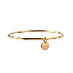 Jonc Rond Plaqué Or, 1 Mini Breloque En Option -Atelier de Famille Soldes jonc rond rond