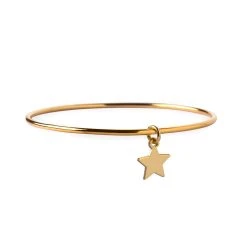 Jonc Rond Plaqué Or, 1 Mini Breloque En Option -Atelier de Famille Soldes jonc rond rond etoile