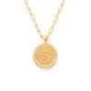 Collier Médaille Signe Astrologique Sur Chaîne Maillon Ovale Plaqué Or