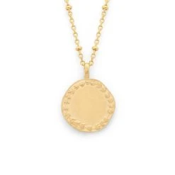 Collier Médaille Laurier Sur Chaîne Perlée