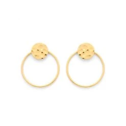 Boucles D'oreilles Mini Ronds Martelés Et Anneau Plaqué Or