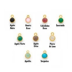 Collier Médaille Irrégulière Frappée Et Pierre Sertie Plaqué Or -Atelier de Famille Soldes nuancier petites pierres serties 07 po 1200 1