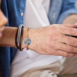 Bracelet Petite Cible Pour Homme Sur Lien Coton Ciré (gravure Manuelle)