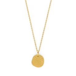 Collier Médaille Irrégulière Frappée Sur Chaîne Forçat Plaqué Or