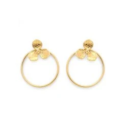 Boucles D'oreilles Spirée Et Anneau Plaqué Or