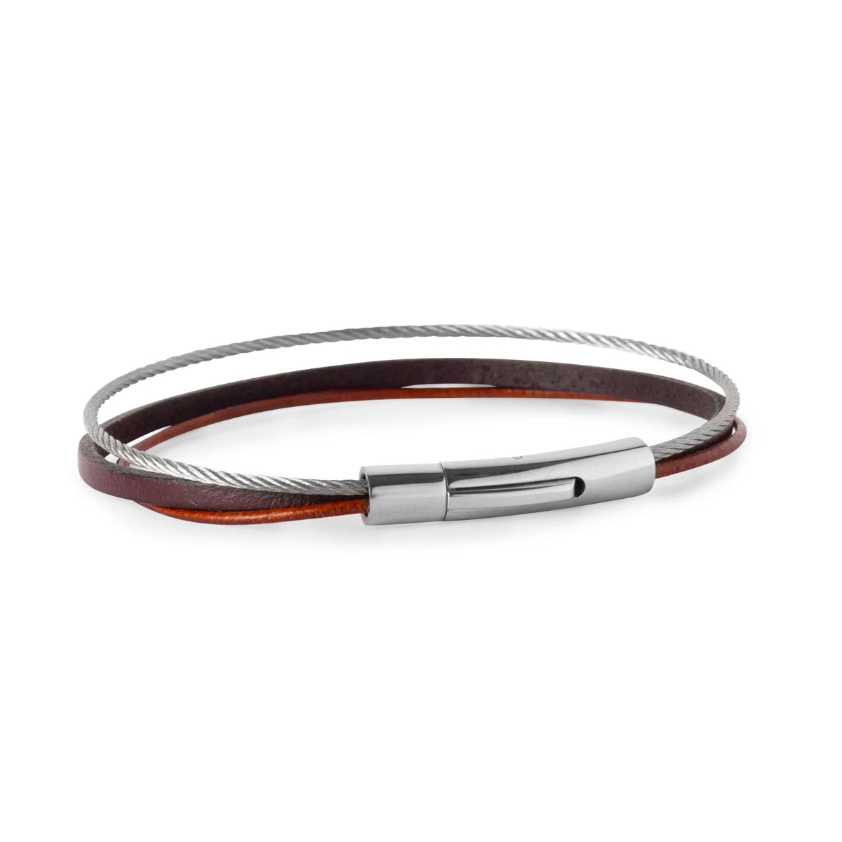 Bracelet Homme Trio câble & cuir Bracelet Homme Trio Câble & Cuir -Atelier de Famille Soldes trio cable cuir marron 6a08